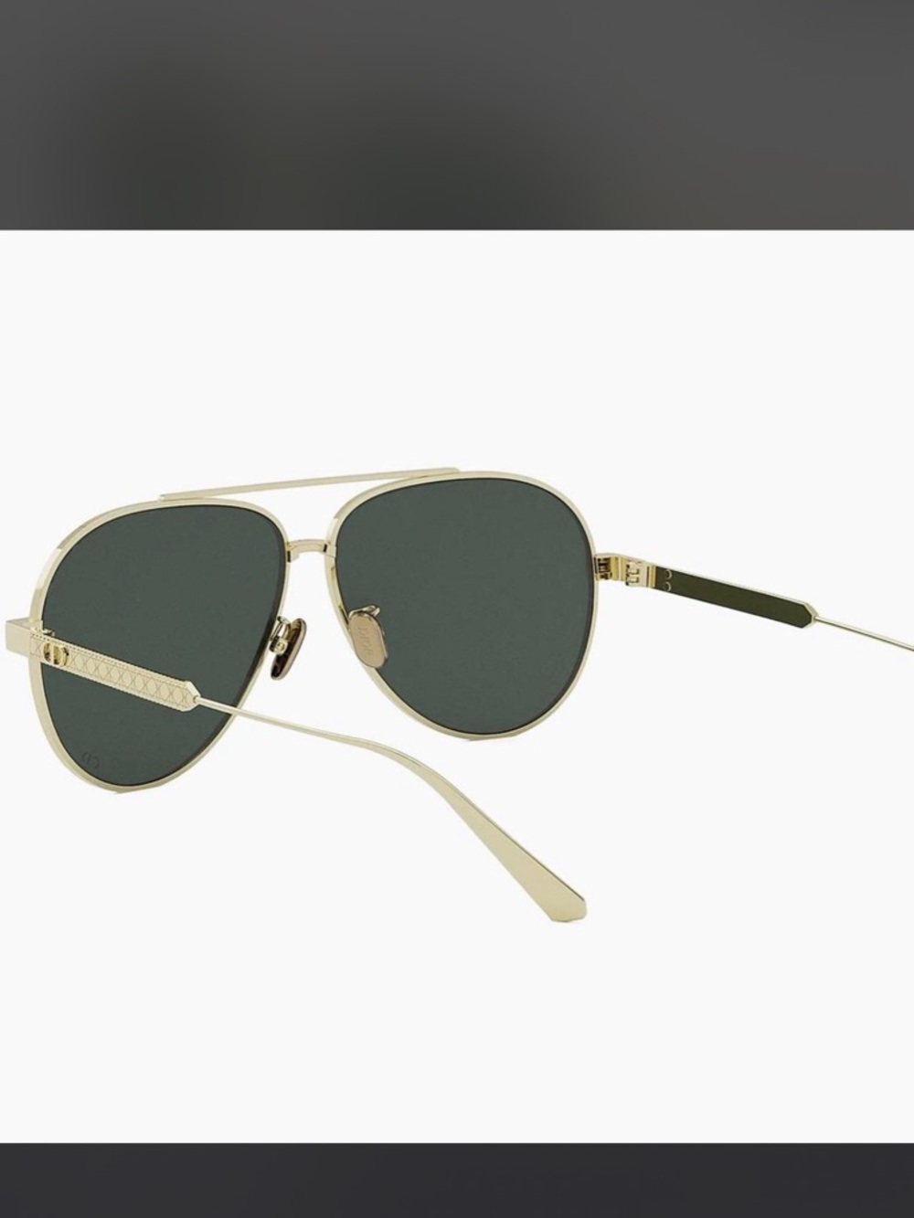 Dior Gold Metal Aviator Sunglasses with Dark Green Lenses - Picture 4 of 4